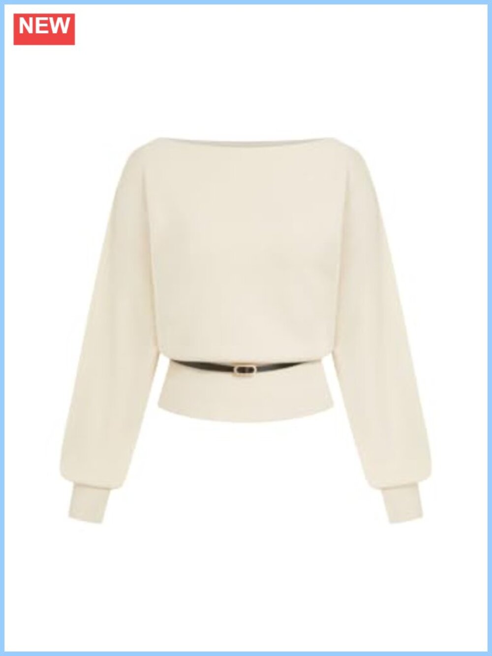 CIDER Cropped Knit Sweater Boat Neck Belted Pullover